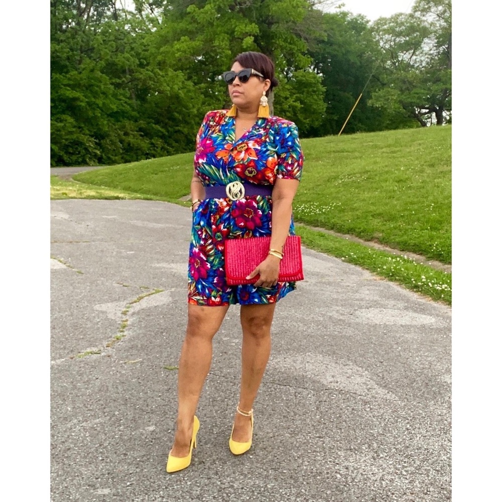 Vintage Floral Print Romper